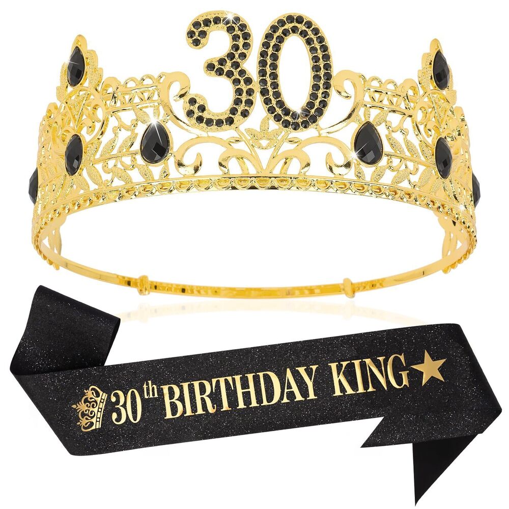 3272 30th Birthday King Crown & Sash Set, 's 30th Birthday Decorations 2